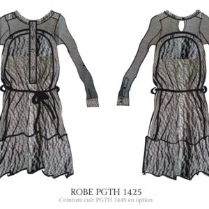 Long dress with scoop neck, button front and long sleeves by Paradis Perdus SƧ