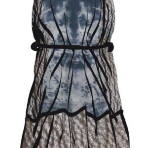 Sleeveless long printed dress with round neckline and cut-out bust