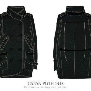 Caban de luxe spirit overcoat with 6 big buttons and leather martingale by Paradis Perdus SƧ